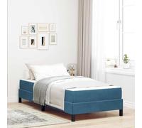 YunCangg Lit à sommier tapissier avec matelas, bleu foncé, 80 x 200 cm, en tissu, cadre en bois dérivé du bois, sommier à lattes, lit simple pour chambre à coucher, ensemble de sommier tapissier