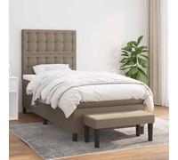 YunCangg Lit à sommier tapissier, avec matelas et tête de lit, couleur taupe, 80 x 200 cm, housse en tissu, banc, matelas à ressorts individuels, tissu respirant, cadre durable pour un sommeil