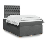 YunCangg Lit à sommier tapissier avec matelas et tête de lit, gris foncé, 120 x 190 cm, tissu polyester, matériau doux, sommier à lattes, pour un sommeil réparateur et une nuit de sommeil confortable
