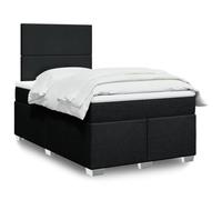 YunCangg Lit à sommier tapissier avec matelas et tête de lit, noir, 120 x 190 cm, cadre de lit en tissu avec sommier à lattes et surmatelas pour un sommeil réparateur et une nuit confortable