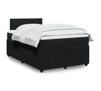 YunCangg Lit à sommier tapissier avec matelas et tête de lit, noir, 120 x 190 cm, cadre de lit en velours, avec sommier à lattes et surmatelas pour un sommeil réparateur et une nuit confortable