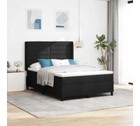 YunCangg Lit à sommier tapissier avec matelas et tête de lit réglable, noir, 190 x 140 cm, cadre en bois, en tissu, avec sommier à lattes, lit double confortable, pour chambre à coucher