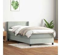 YunCangg Lit à sommier tapissier, avec matelas et tête réglable, en velours, gris clair, 90 x 210 cm, avec sommier à lattes, cadre de lit confortable pour un sommeil réparateur et des nuits relaxantes