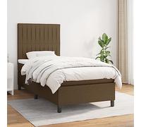 YunCangg Lit à sommier tapissier avec matelas marron foncé, 80 x 200 cm, en tissu, tête de lit réglable, matelas à ressorts ensachés de qualité supérieure, housse respirante, cadre de lit confortable