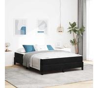 YunCangg Lit à sommier tapissier avec matelas noir, 160 x 200 cm, en tissu, cadre en bois dérivé du bois, sommier à lattes, lit double confortable, chambre moderne, ensemble de sommier tapissier