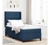 YunCangg Lit à sommier tapissier avec tête de lit et matelas, en tissu bleu, 200 x 80 cm, avec cadre en bois solide, tête de lit réglable, sommier à lattes, lit à sommier tapissier confortable, lit