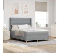 YunCangg Lit à sommier tapissier avec tête réglable, gris clair, 140 x 200 cm, en tissu, cadre en bois solide, matelas moyennement dur, pieds dorés élégants, design moderne pour un sommeil réparateur