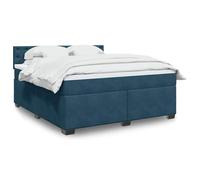YunCangg Lit à sommier tapissier, bleu, 180 x 200 cm, avec housse en velours, cadre de lit, tête de lit, matelas et surmatelas, confort de sommeil confortable pour des nuits reposantes