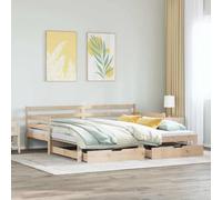 YunCangg Lit de jour extensible 90 x 200 cm en pin massif avec espace de rangement, tiroirs de rangement, cadre de lit stable, sans matelas, lit d'invités, pour salon et chambre à coucher