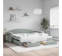 YunCangg Lit de jour, extensible, avec tiroirs, gris clair, 100 x 200 cm, en velours, cadre en métal, espace de rangement, canapé-lit avec coffre de lit, meuble de chambre d'amis peu encombrant pour