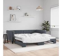 YunCangg Lit de jour, extensible, gris foncé, 100 x 200 cm, en velours, avec cadre en métal solide et sommier à lattes en bois, canapé-lit 2 en 1, avec coffre de lit pratique, design moderne pour