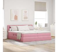 YunCangg Lit de rangement, avec cadre en métal et tête de lit, rose, 100 x 200 cm, avec matelas et sommier à lattes, lit coffre moderne avec élévateur hydraulique