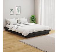 YunCangg Lit en bois de pin massif, gris, 120 x 190 cm, avec sommier à lattes, cadre de lit assorti pour matelas de 120 x 190 cm, petit double, meuble de chambre pour une nuit de sommeil détendue