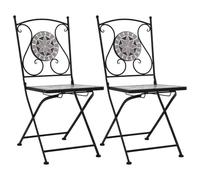 YunCangg Lot de 2 chaises de bistro en mosaïque - Cadre en fer revêtu par pulvérisation - Assise en céramique résistante aux intempéries - 39 x 43 x 86 cm - Empilables - Idéal comme chaise de jardin