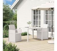 YunCangg Lot de 2 chaises de salle à manger de jardin, blanches, en polypropylène, résistantes aux intempéries, pliantes, empilables, avec accoudoirs, 53 x 47 x 88,5 cm, chaise de terrasse d'extérieur