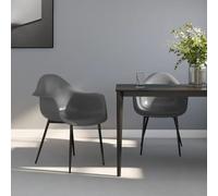 YunCangg Lot de 2 chaises de salle à manger en polypropylène gris avec structure en métal, dossier ergonomique, empilables, design moderne pour cuisine, salon, salle à manger, confortables, faciles