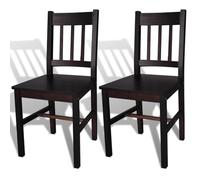 YunCangg Lot de 2 chaises de salle à manger ergonomiques en pin marron foncé avec dossier 41,5 x 45,5 x 86 cm, empilables, robustes, pour cuisine, salon et salle à manger