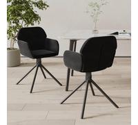 YunCangg Lot de 2 chaises de salle à manger pivotantes en velours noir avec structure en métal, ergonomiques, rembourrées, confortables, pour cuisine, salon, bureau, moderne et facile d'entretien
