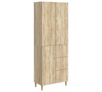 YunCangg Lot de 2 meubles en chêne Sonoma avec 3 étagères, 3 portes et 3 tiroirs, peu encombrant et modulable pour salon, salle à manger, chambre à coucher, bureau, jardin, balcon et terrasse