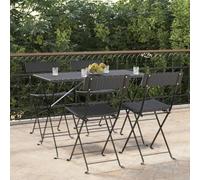 YunCangg Lot de 4 chaises de bistrot pliantes noires en rotin synthétique et acier revêtu par pulvérisation, résistantes aux intempéries et empilables, idéales comme chaise de jardin, chaise de