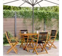 YunCangg Lot de 4 chaises de jardin pliantes, noires, en bois d'acacia massif, avec accoudoirs, résistantes aux intempéries, pour balcon, terrasse, extérieur, robustes et empilables, avec dossier pour