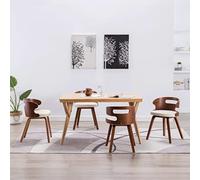 YunCangg Lot de 4 chaises de salle à manger en bois de buyer crème et cuir synthétique, assise rembourrée ergonomique, dossier confortable, cadre en bois moderne, facile d'entretien, pour cuisine et