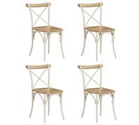 YunCangg Lot de 4 chaises de salle à manger en bois massif de manguier blanc avec cadre en acier, 51 x 52 x 84 cm, ergonomiques, design rétro, empilables, faciles d'entretien, idéales pour la cuisine
