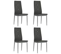YunCangg Lot de 4 chaises de salle à manger en cuir synthétique gris avec cadre en bois et pieds en acier, ergonomiques, rembourrées, pour cuisine, salon, modernes, lavables, confortables, empilables