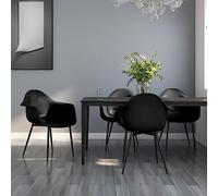 YunCangg Lot de 4 chaises de salle à manger en polypropylène noir avec structure en métal, dossier ergonomique, empilables, faciles d'entretien, modernes, pour cuisine, salon, bureau - 64 x 59 x 84 cm
