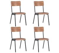 YunCangg Lot de 4 chaises de salle à manger marron en contreplaqué massif et acier revêtu par pulvérisation, empilables, ergonomiques avec dossier et cadre robuste pour cuisine, salon, bureau, facile