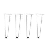 YunCangg Lot de 4 pieds en épingle à cheveux pour table basse - En acier massif - Blanc - 42 cm - Avec pieds de nivellement - Vis pour meubles DIY - Cadre de table - Pieds de rechange pour armoire