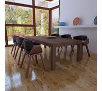 YunCangg Lot de 6 chaises de salle à manger avec structure en bois de hêtre, rembourrage en cuir synthétique, ergonomiques, rembourrées, 59,5 x 51 x 72 cm, empilables, design moderne pour cuisine