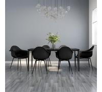 YunCangg Lot de 6 chaises de salle à manger noires en polypropylène avec structure en métal, dossier ergonomique, empilables, faciles d'entretien, pour cuisine, salon, design moderne et minimaliste