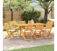 YunCangg Lot de 8 chaises pliantes blanches en bois massif d'acacia - 49 x 57,5 x 92 cm - Résistantes aux intempéries avec rembourrage - Pour chaise de jardin, balcon, terrasse, camping, extérieur