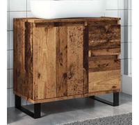 YunCangg Meuble de lavabo aspect bois vieilli - 65 x 33 x 60 cm - Avec pieds en fer - Peu encombrant - Pour salle de bain - Meuble de salle de bain - Organiseur pour lavabo, WC