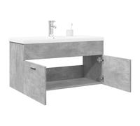 YunCangg Meuble de lavabo avec bac encastré, gris béton, en bois 90 x 38,5 x 46 cm, avec espace de rangement et trop-plein, peu encombrant, pour meubles de salle de bain, suspendu, idéal pour salle de