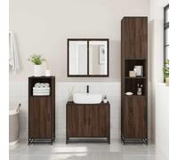 YunCangg Meuble de lavabo marron aspect chêne - 65 x 33 x 60 cm - En bois et métal - Meuble de salle de bain avec espace de rangement et cadre stable - Organiseur peu encombrant