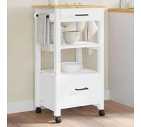 YunCangg Monza Chariot de cuisine en pin massif 48 x 40 x 88,5 cm avec étagère, tiroirs, porte-serviettes et espace de rangement pour épices, vaisselle, couverts, fruits, légumes, îlot de cuisine et