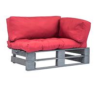 YunCangg Palettes de canapé d'extérieur en bois de pin imprégné en autoclave, avec coussin rouge, canapé de salon 2 places pour jardin, balcon, terrasse, ensemble de meubles en bois résistant aux