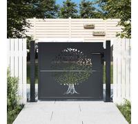 YunCangg Portail de jardin anthracite en acier galvanisé avec revêtement par pulvérisation 110 x 105 cm, battant 85 x 100 cm, verrouillable avec 3 clés, poteaux et kit de montage, idéal pour jardin