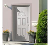 YunCangg Porte d'entrée blanche 110 x 210 cm avec cadre en PVC, verre isolé, serrure à 5 points, serrure à boulon champignon, poignée en acier inoxydable, seuil, charnières 3D pour entrée de maison et