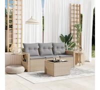 YunCangg Salon de jardin 4 pièces en polyrotin beige avec sac imperméable, table d'appoint pliable, housse amovible, modulaire, résistant aux intempéries, pour terrasse, balcon, salon extérieur