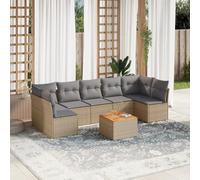 YunCangg Salon de jardin 8 pièces beige avec coussins en polyrotin pour terrasse, balcon, extérieur, résistant aux intempéries, avec table et salon pour véranda et jardin d'hiver