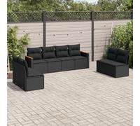 YunCangg Salon de jardin 8 pièces en polyrotin noir avec coussins, meubles d'extérieur résistants aux intempéries pour terrasse, balcon, jardin d'hiver, salon et véranda, peu encombrant, pliable