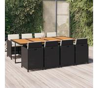 YunCangg Salon de jardin 9 pièces avec table et 8 chaises en polyrotin tressé, résistant aux intempéries, avec coussins d'assise et de dossier, pliable, peu encombrant, pour terrasse, balcon et