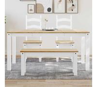 YunCangg Table à manger Panama blanche en pin massif 160 x 80 x 75 cm Table en bois solide pour salle à manger cuisine moderne peu encombrante avec finition cire de miel robuste et grain rustique