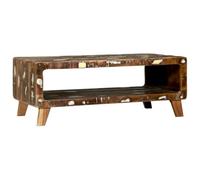 YunCangg Table basse 90 x 50 x 35 cm en bois massif recy vec étagère, espace de rangement et design robuste, idéale pour le salon, le salon, le bureau, meuble de salon moderne avec compartiment de