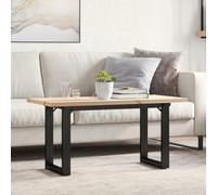 YunCangg Table basse en bois de pin massif et acier revêtu par pulvérisation - 90 x 40 x 45,5 cm - Table en bois solide pour salon et salle à manger - Moderne - Peu encombrant - Robuste