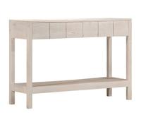 YunCangg Table console blanche en bois de manguier massif 110 x 35 x 75 cm avec 2 tiroirs et étagère de rangement pour couloir, salon, chambre à coucher, bureau, table de rangement avec charme