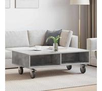 YunCangg Table d'appoint avec roulettes béton gris en bois 90 x 50 x 30 cm, table basse mobile avec espace de rangement, idéale comme table de chevet, table de rangement pour salon, chambre à coucher